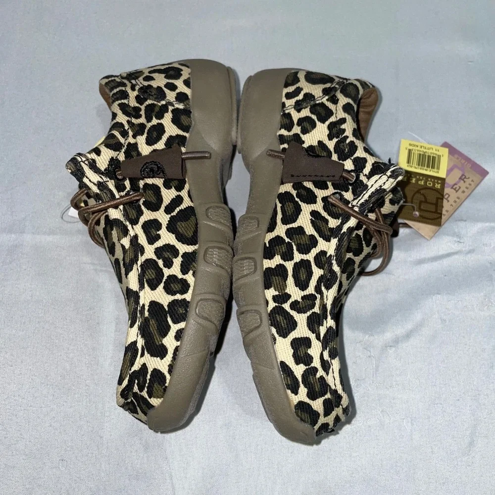 Roper Chillin Leopard Canvas Slip-On Shoes Slip On Moc Toe Tan Brown Size 11